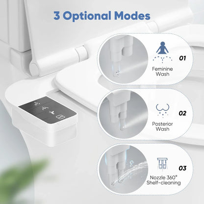 ITAX Self-Cleaning Bidet Attachment – Non-Electric Ultra-Thin Dual Nozzle with Side Arm Control for Toilet Seat
