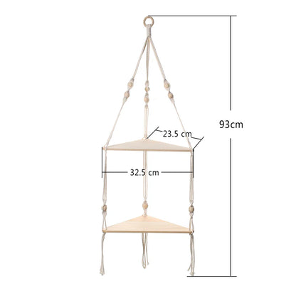 1/2/3-Tier Floating Wall Shelf – Wood Triangle Corner Display Stand for Boho Home Decoration in Living Room and Bedroom
