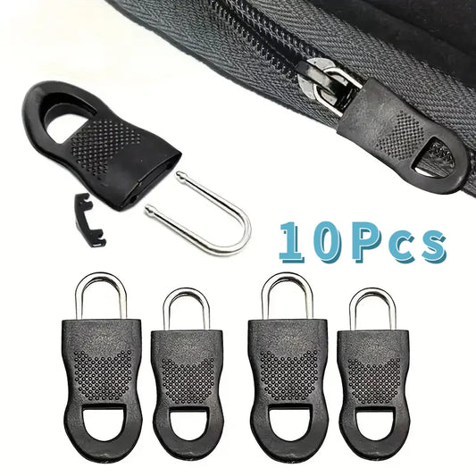 10Pcs Replacement Zipper Pulls: Fix Broken Buckles on Clothing, Bags, Suitcases, Backpacks, Tents - Zip Cord Tag Rope End Fitment
