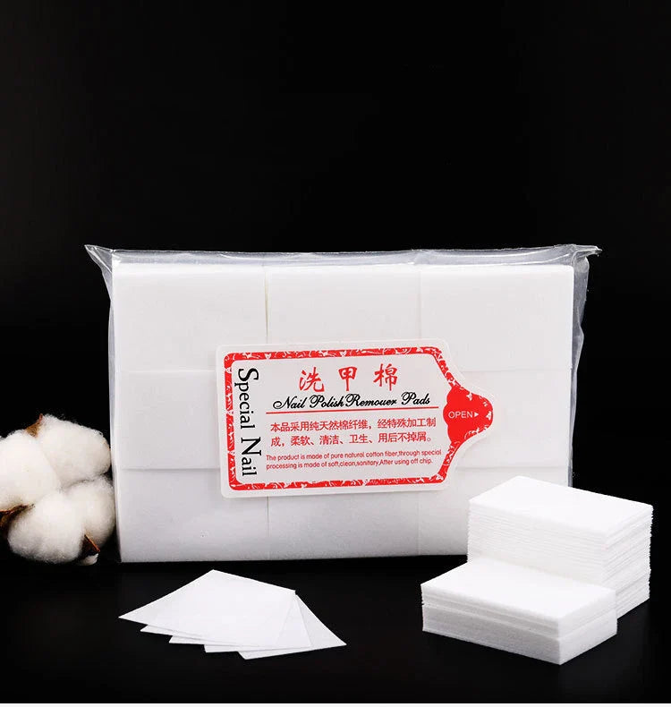 100–1000PCS Lint-Free Cotton Pads – Professional Nail Wipes for Gel Polish Removal & Nail Art Cleaning
