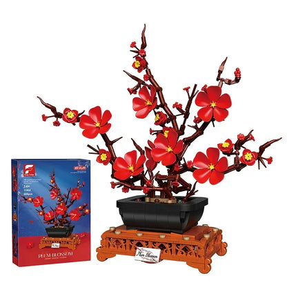 669PCS Plum Blossom Bonsai Building Block Set – Floral Flower Model Bricks, Creative Desktop Decor & Holiday Gift for Kids