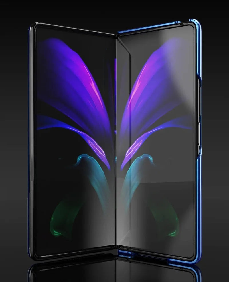 Smart Flip Case for Samsung Galaxy Z Fold – PU Leather Mirror Plating Kickstand Cover, Shockproof Funda for Fold 2/3/4/5/6 & W21/W22 5G