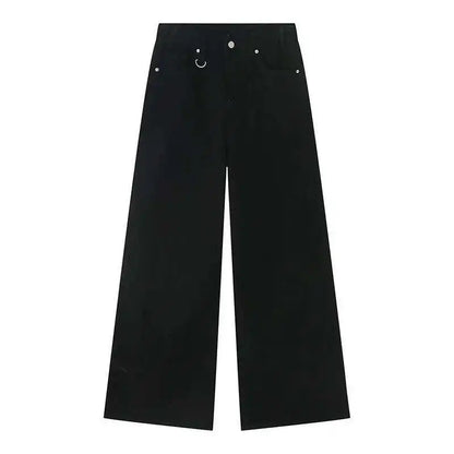 IEFB Men’s Summer Denim Jeans – Washed Blue Straight Loose Wide-Leg Casual Pants