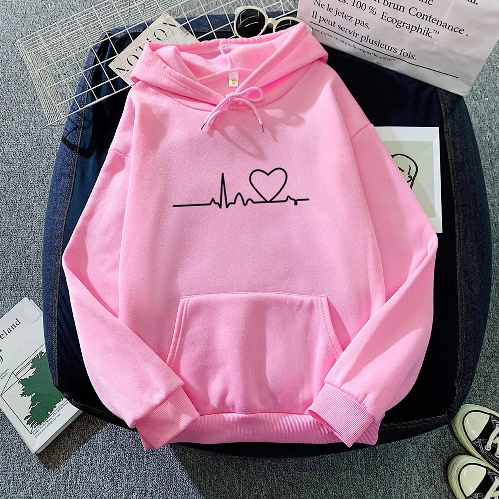 Women's Casual Print Loose Hoodie – Spring Long-Sleeve Harajuku Pullover Sweatshirt, Streetwear Style