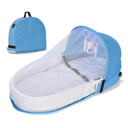 Foldable Baby Travel Crib - Anti-Crush Portable Bed with Mosquito Net & Comfortable Mattress for Newborns