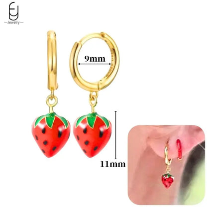 925 Sterling Silver Earrings for Women – Cute Starfish & Shrimp Pendant, Red Chili & Star Enamel Gold Fashion Jewelry