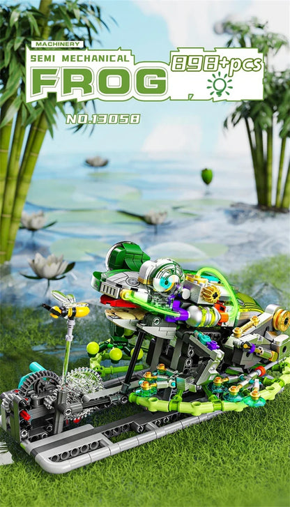 Mechanical Shark & Sea Life Building Blocks Set – Crocodile, Parrot, Mantis, Frog, Manta Ray Toy for Kids