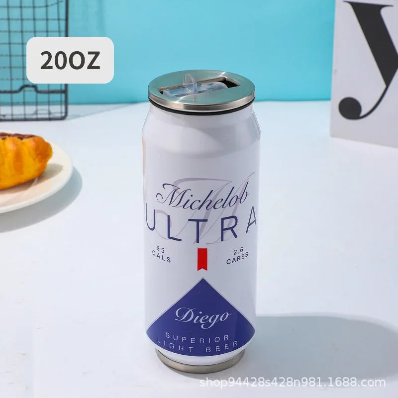 500ML Stainless Steel Insulated Cup - 304 Steel Tumbler with Straw for Cold Drinks & Kitchen Use