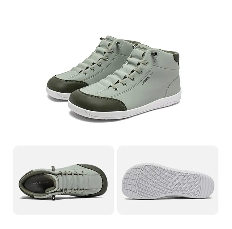 HOBIBEAR Mid-Top Barefoot Shoes — Men & Women Wide Toe Ankle Boots, Outdoor Non-Slip Artificial Leather Footwear