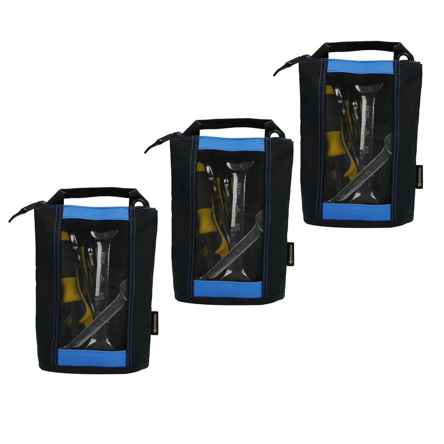 MELOTOUGH Canvas Tool Pouch | 2-Pack Zipper Bags with Mesh Window & Hanging Grommets