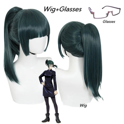 Jujutsu Kaisen Maki Zenin Cosplay Costume — Glasses, Wig, Top & Skirt Full Set for Halloween, Women & Men Uniform