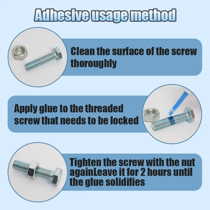 LOOLIFL Blue Thread Locker 243 – High Strength Screw & Bolt Adhesive, Anaerobic Metal Fastener Glue, Rustproof Nut Lock Sealant