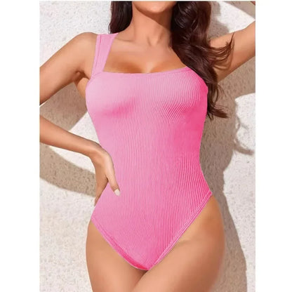 Women’s Sleeveless Knit Bodysuit – Summer Sexy Off-Shoulder Bodycon Jumpsuit, Casual Stretchy Street-Style Short Jumpsuit