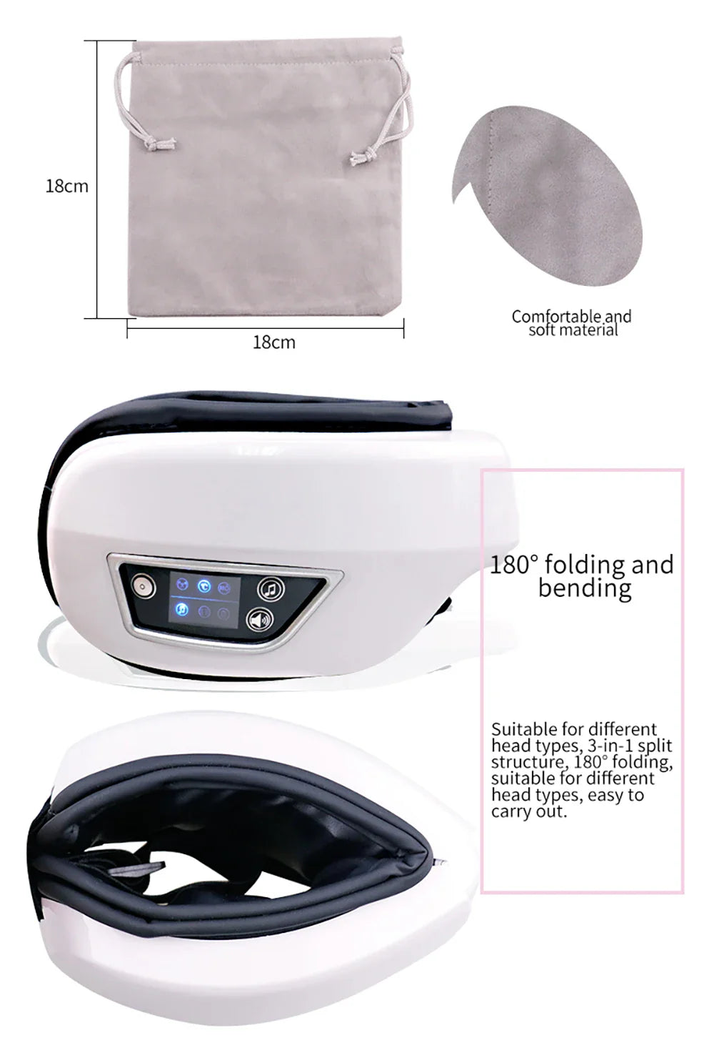 6D Smart Vibration Eye Massager – Hot Airbag Compress, Bluetooth Music Sleep Mask for Eye Relaxation & Fatigue Care