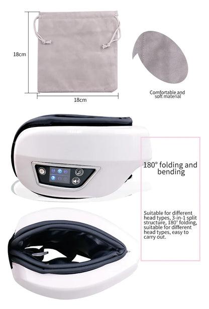 6D Smart Eye Massager — Vibration & Hot Airbag Compress, Bluetooth Music Eye Massage Glasses for Relaxation & Fatigue Relief
