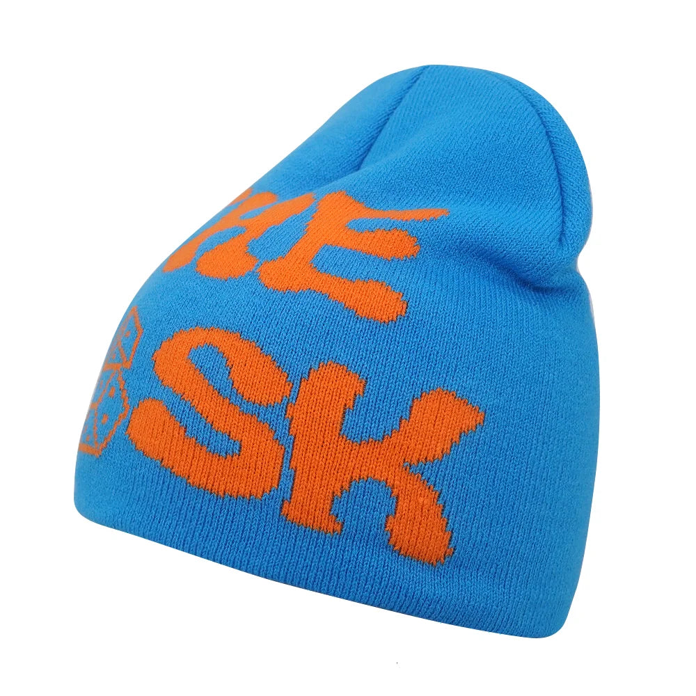 Y2K Letter Knitted Beanie Cap – Unisex Winter Autumn Warm Ski Skullcap, Hip Hop Streetwear Ear Cover Hat for Men & Women