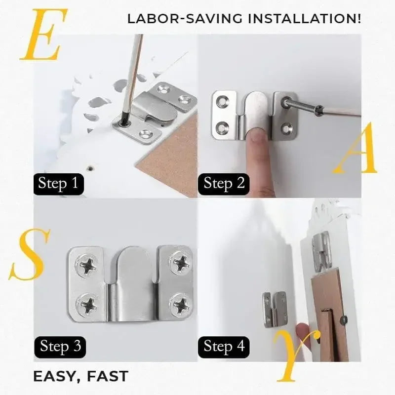 1-10 Set Stainless Steel Picture Frame Hooks | Wall Hanger Flush Mount Hanging Bracket Connector for Furniture