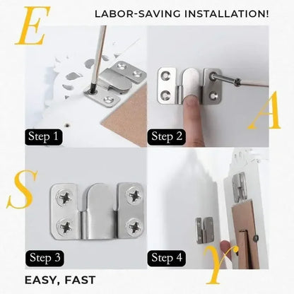 1-10 Set Stainless Steel Picture Frame Hooks | Wall Hanger Flush Mount Hanging Bracket Connector for Furniture