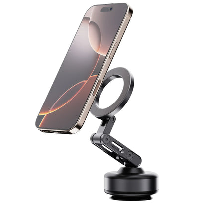 Magnetic Vacuum Adsorption Car Mount – Foldable 360° Rotating Aluminum Alloy Phone Holder for Smartphones