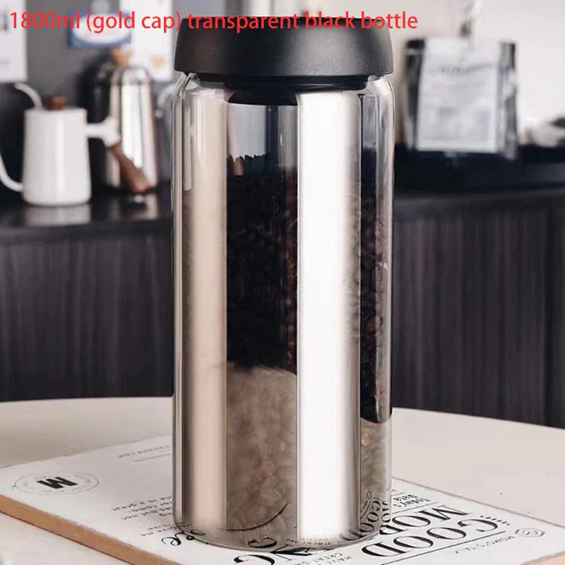 Vacuum Sealed Glass Coffee Bean Jar — Airtight, Moisture-Proof Household Container with Air Extraction for Fresh Coffee
