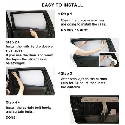 2pcs Universal Car Sun Shade Side Window Curtain: Foldable UV Protection Black Pure Cloth Visor Blinds Cover - Auto Car-Styling