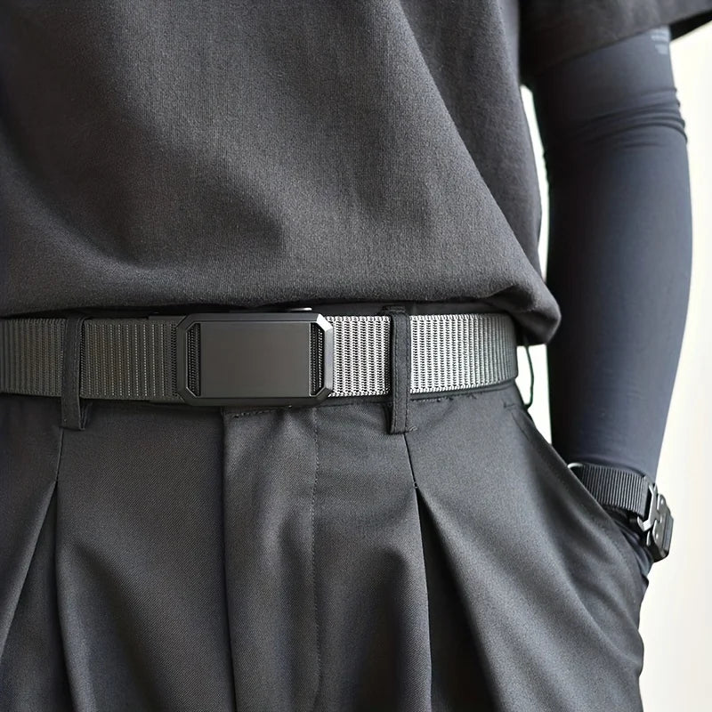 Metal Automatic Buckle Nylon Tactical Belt for Men – High-Quality Army Military Waist Canvas Strap