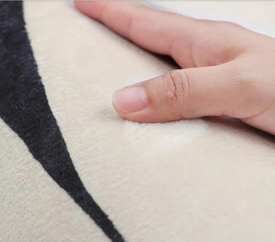 Light Luxury Black & White Plaid Rug — Fluffy Soft Carpet for Bedroom, Living Room, Study, and Home Decor