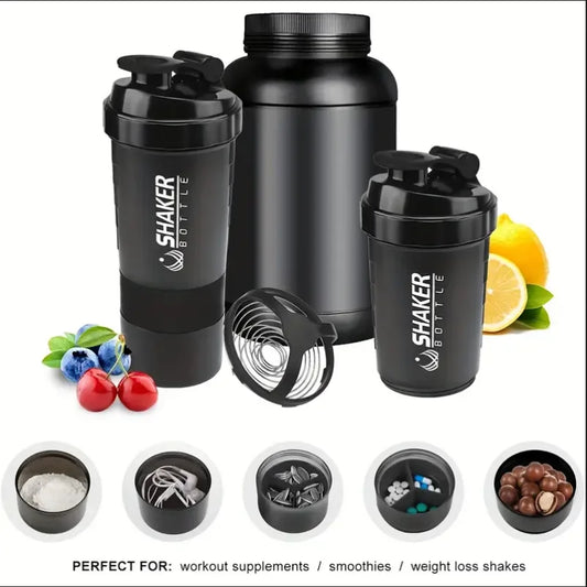 Shaker Bottle with Power Container - 2 Tier Protein Shake & Powder Sports Water Bottle for Gym & Fitness