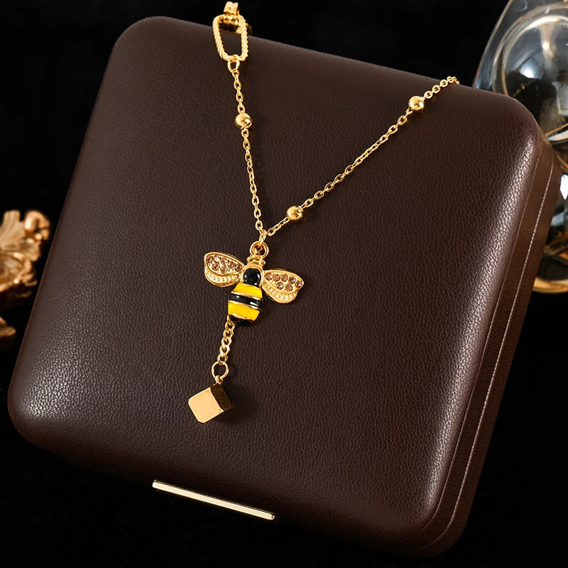 GANEMLY 316L Stainless Steel Water Drop Pendant Necklace – Trendy 18K Gold Plated Women’s Jewelry Gift