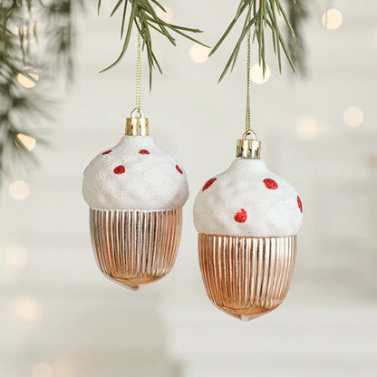 2PCS Red & White Christmas Hanging Ornaments – Plastic Santa Claus Tree Decorations for Holiday Party & Festival Supplies