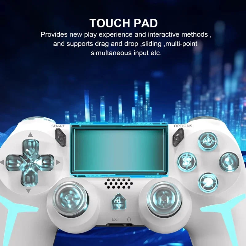 LED Bluetooth Wireless Gamepad – 6-Axis Gyroscope Dual Vibration RGB Controller for PS4, PS3 & PC