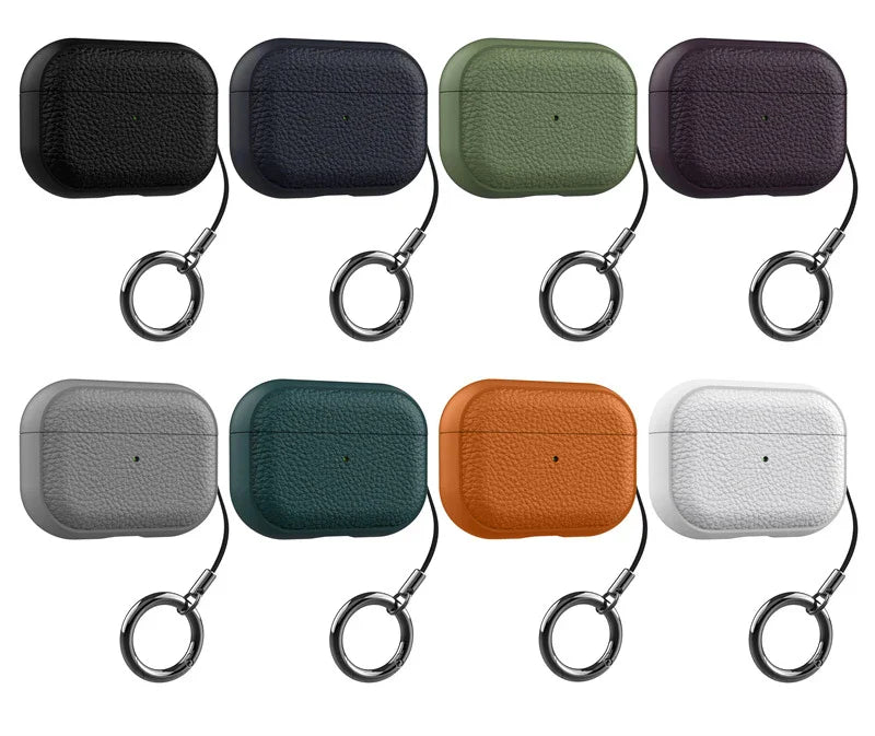 Leather Texture Case for Apple AirPods 1–4 & Pro — Protective Wireless Earphone Cover Anti-Lost