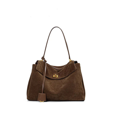 Autumn Winter Suede Leather Tote – Frosted Cowhide High-Capacity Shoulder Kelly Bag