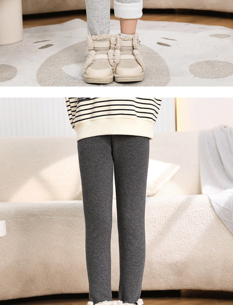 Winter Girls’ Fleece-Lined Thickened Trousers – Slim-Fit, Elastic Candy-Colored Pants to Keep Your Princess Cozy