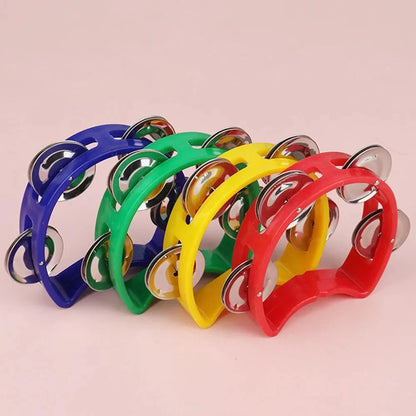 Plastic Handheld Tambourine – 4-Bell Percussion Instrument for Adults, Rhythm Music Toy
