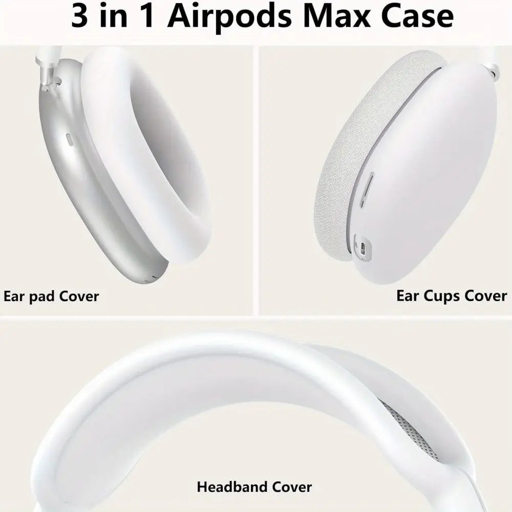 3-in-1 Soft Silicone Shockproof Case for AirPods Max – Anti-Scratch Headphones Skin Protector Cover