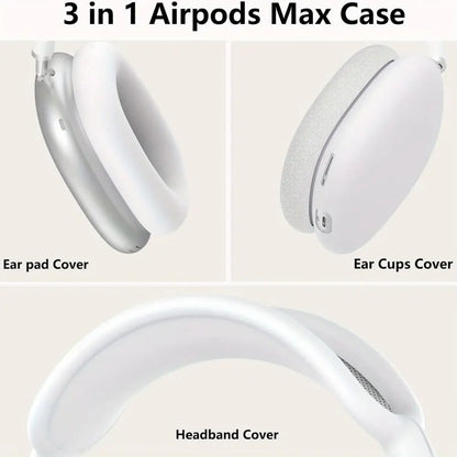 3-in-1 Silicone AirPods Max Case - Soft Shockproof Anti-Scratch Headphone Protector Cover
