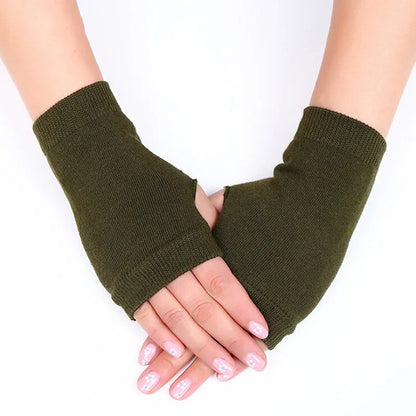 Women’s Stylish Winter Fingerless Gloves — Hand Warmer Arm Crochet Knitting Faux Wool Mittens with Twist Pattern
