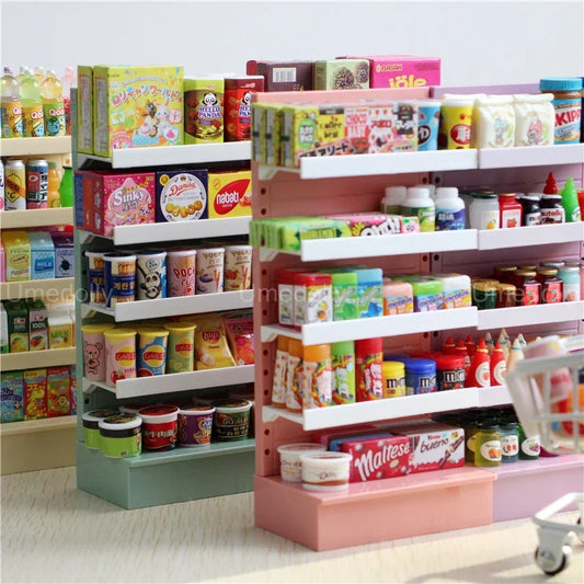 1/6 Miniature Dollhouse Supermarket Set – Mini Snacks & Drinks for Blythe & BJD Dolls