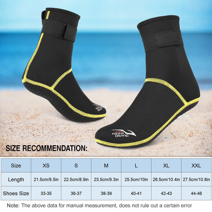 3mm Neoprene Outdoor Diving Socks - Thermal Wetsuit Boots for Snorkeling, Sailing, Swimming - Anti-Slip Beach Water Socks