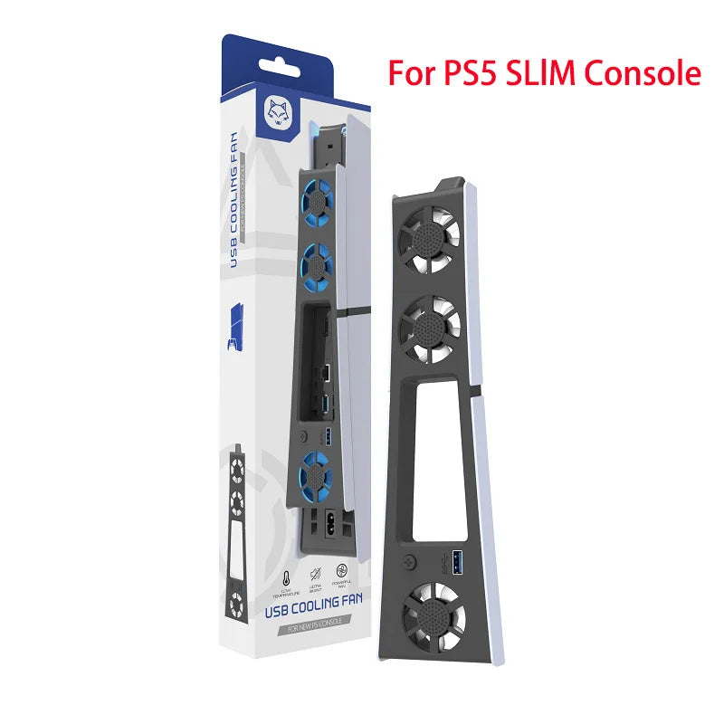 PS5 Slim Gaming Cooling Fan with LED Light – Quiet Efficient Cooling for Disc & Digital Consoles