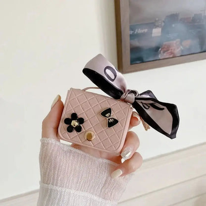 25cm Leather Earphone Storage Bag - Mini Keychain Pendant Bluetooth Headset Case Cover