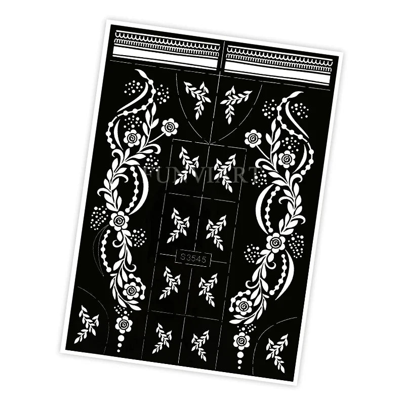 Reusable Henna Stencil Templates for Hand & Body – Floral Tattoo Stencils for Women, Weddings & Festivals Body Art Makeup Tools
