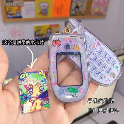 Oliva Acrylic Phone Decoration Keychain — Kawaii Pendant with Photo Frame for 1-Inch Photos, Perfect Birthday Gift
