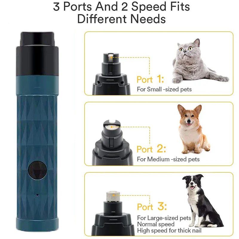 New Electric Dog Nail Clippers - Pet Claws Cutter Grinders with LED Light, Cat Paws Nail Grooming Trimmer Cleaning Supplies
