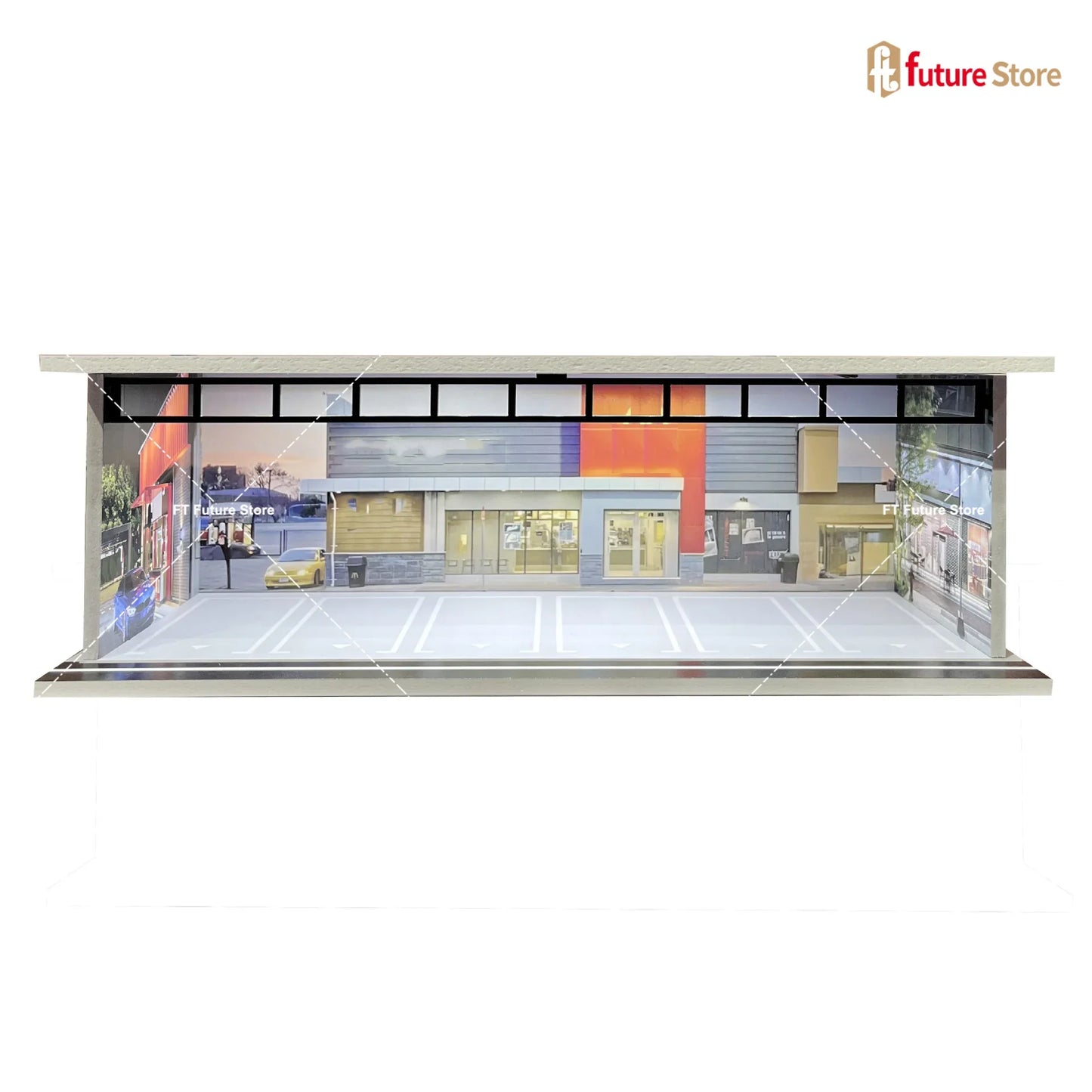 1:64 Scale Garage Scene Model with Lights – Assembled Parking Lot Diorama for Miniature Car Display
