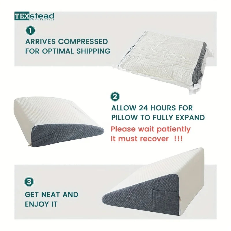 Memory Foam Bed Wedge Pillow: Ideal for Sleeping, Post-Surgery Recovery, and Air Layer Comfort