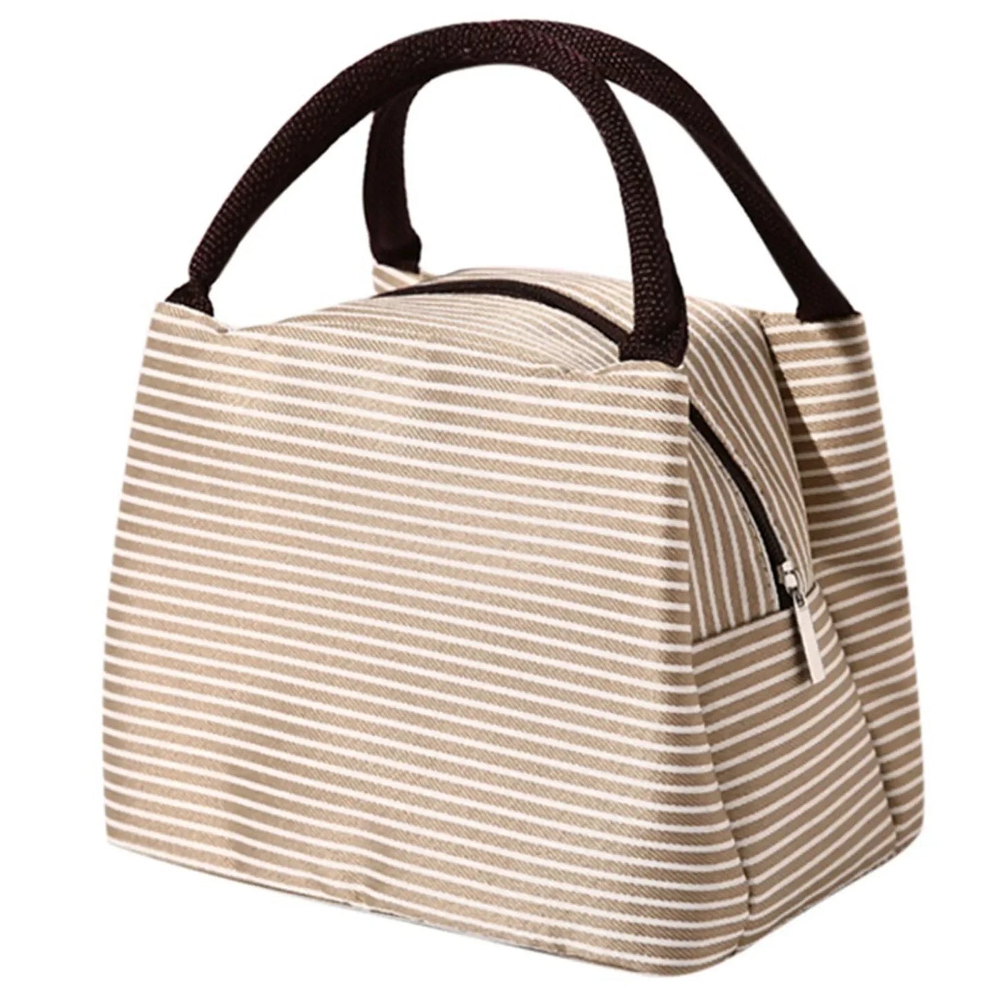Multi-Color Portable Square Lunch Bag – Washable Striped Reusable Leak-Proof Insulated Bento Tote