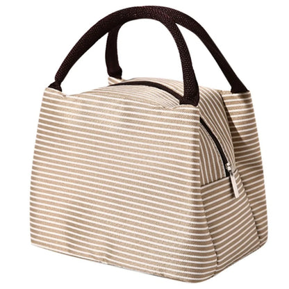 Multi-Color Portable Square Lunch Bag – Washable Striped Reusable Leak-Proof Insulated Bento Tote