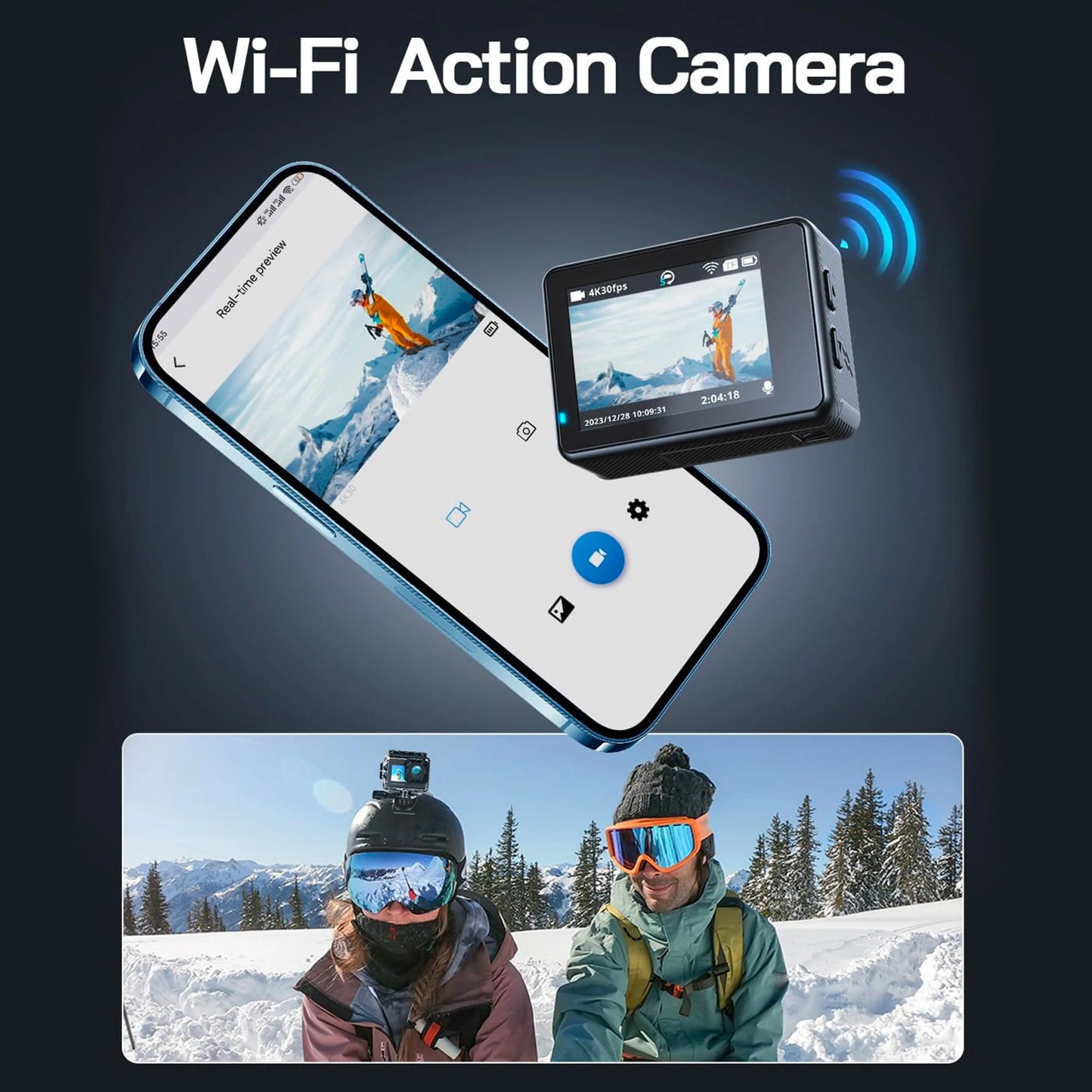 4K 5K Action Bicycle Camera with Electronic Stabilizer – WiFi Sport Helmet Video Recorder Compatible with GoPro